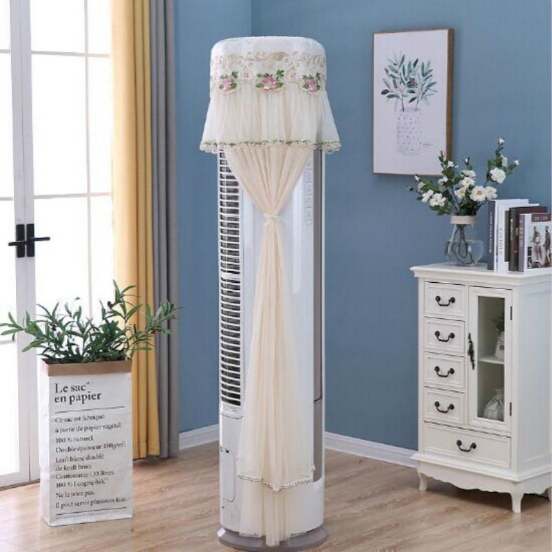 170cm Vertical Lace Air Conditioner Dust Cover - Round Column - White 12