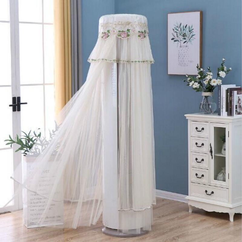 170cm Vertical Lace Air Conditioner Dust Cover - Round Column - White 13