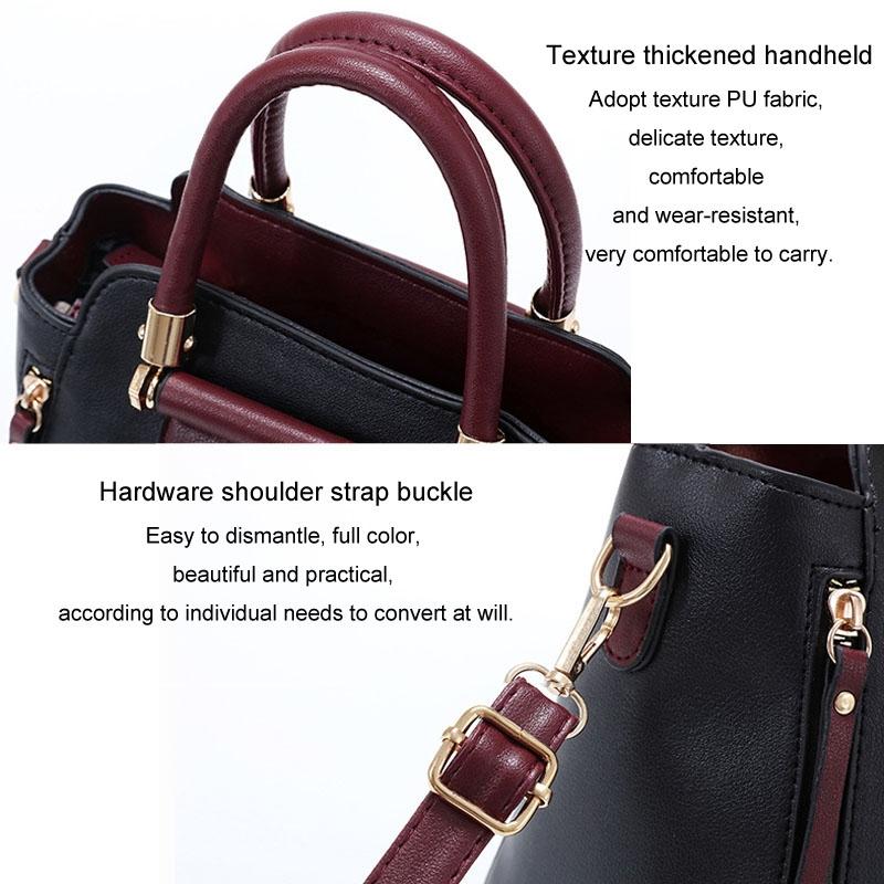 Large Capacity Women Colorblock Crossbody Bag - Black 8