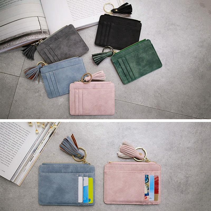 Compact Card Holder With Large Capacity Cute Mini Coin Purse - Grey 7