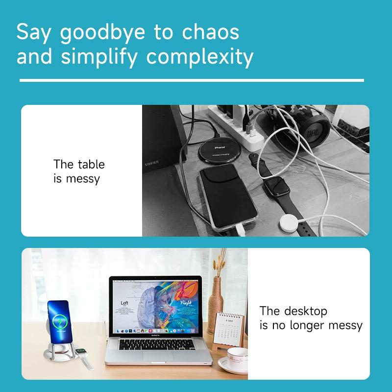 15W 3 In 1 Transparent Magnetic Wireless Charger - Black 8