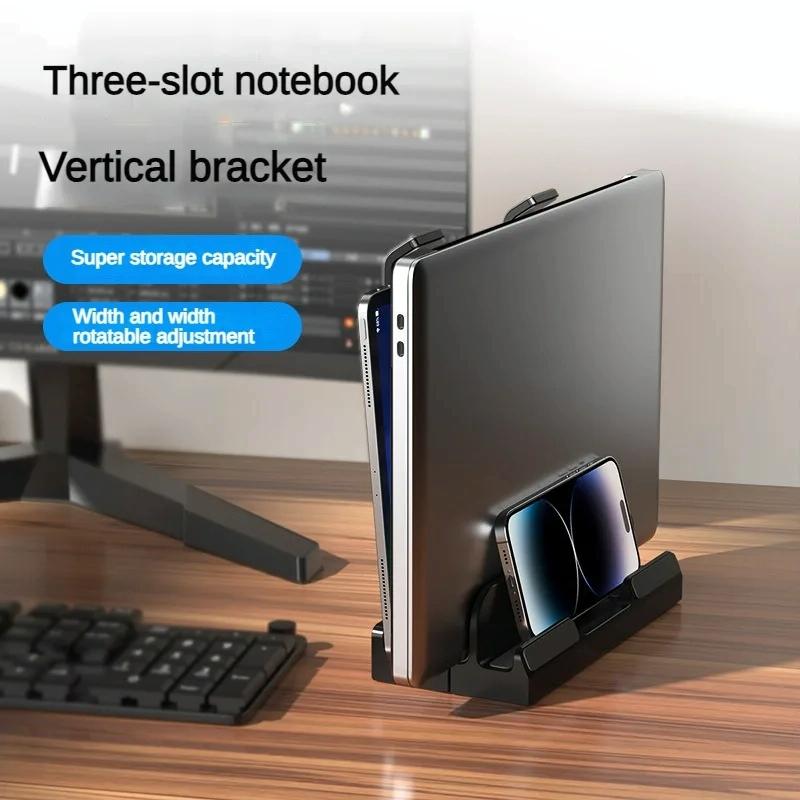 Versatile Laptop Stand with Storage and Cooling - Desktop Heightening Rack - Black 3