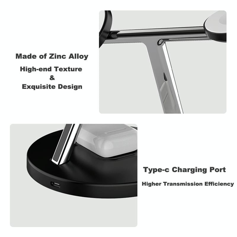 3 In 1 Magnetic Wireless Charger For Mobile Devices - Black 4