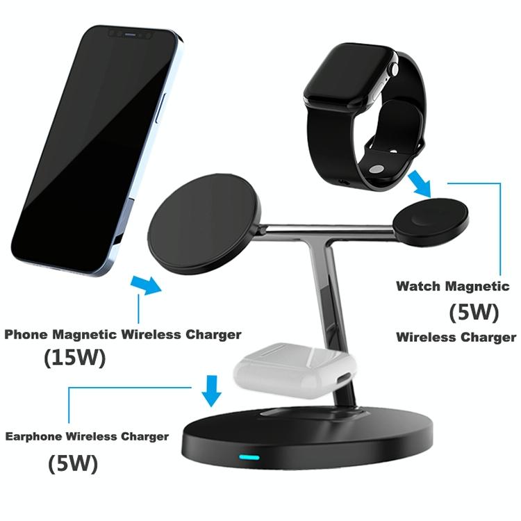 3 In 1 Magnetic Wireless Charger For Mobile Devices - Black 5