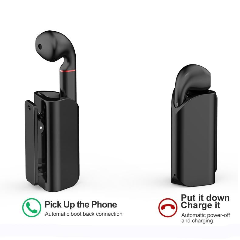 Mini Wireless Bluetooth Car Earphone with Mic - Business Driving - Black 8
