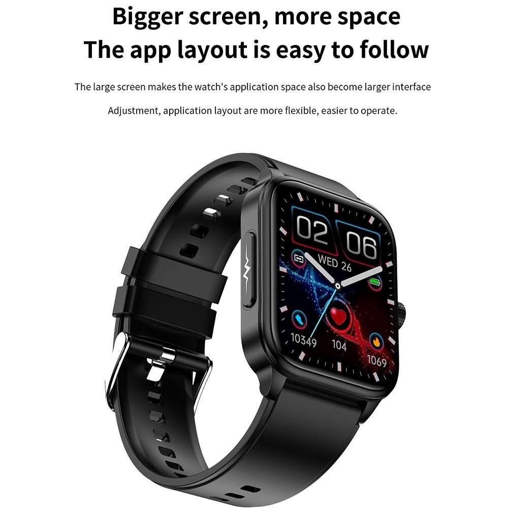 1.91 Inch Ip67 Waterproof Silicone Band Smart Watch Support Ecg / Non-Invasive Blood Glucose Measurement - Black 4