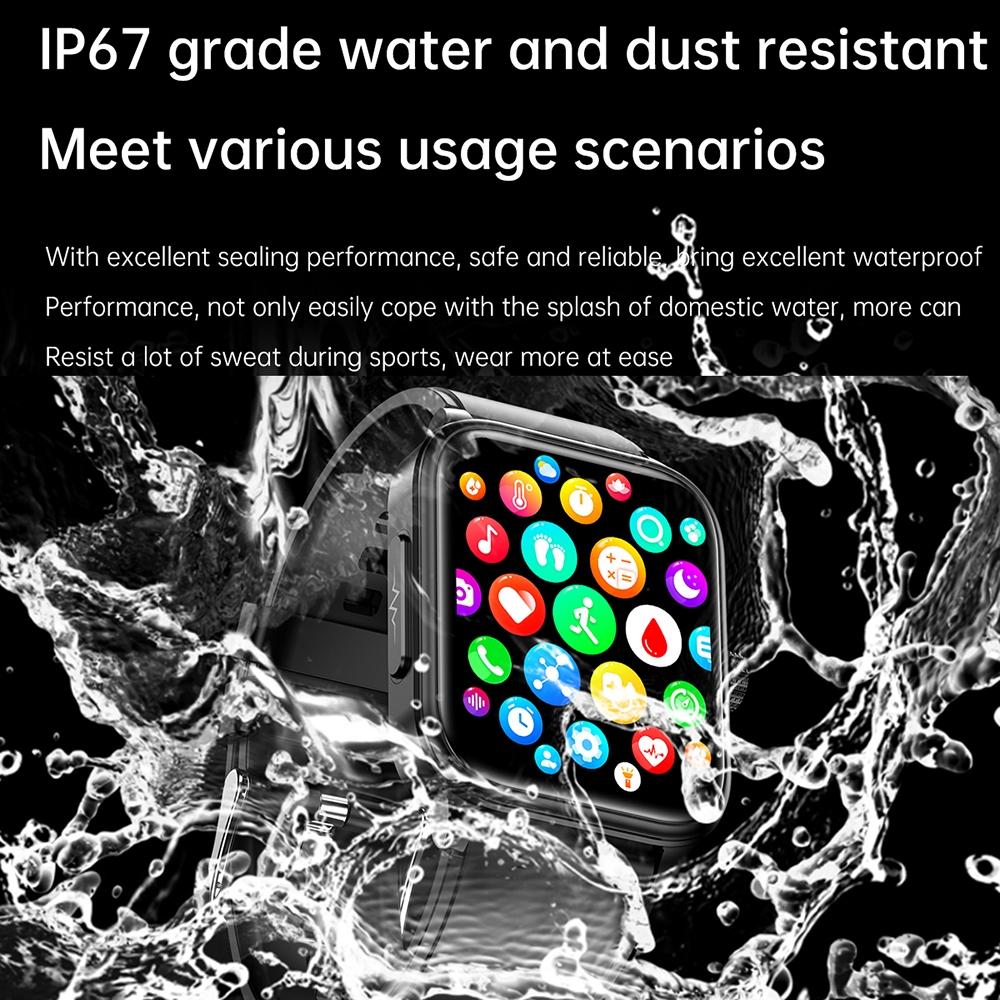 1.91 Inch Ip67 Waterproof Silicone Band Smart Watch Support Ecg / Non-Invasive Blood Glucose Measurement - Black 6