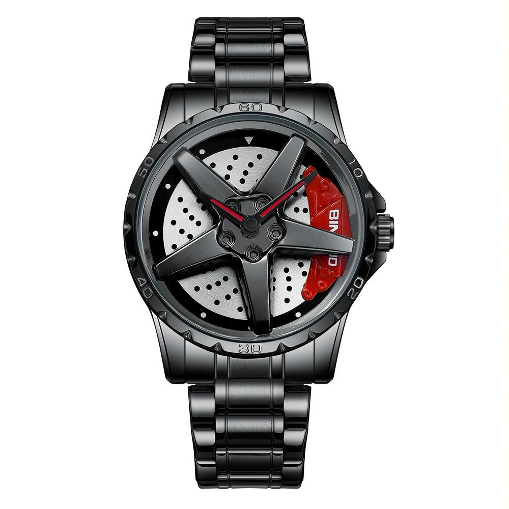 Waterproof Multifunctional Men Watch with Durable Dial - Black Steel-Red