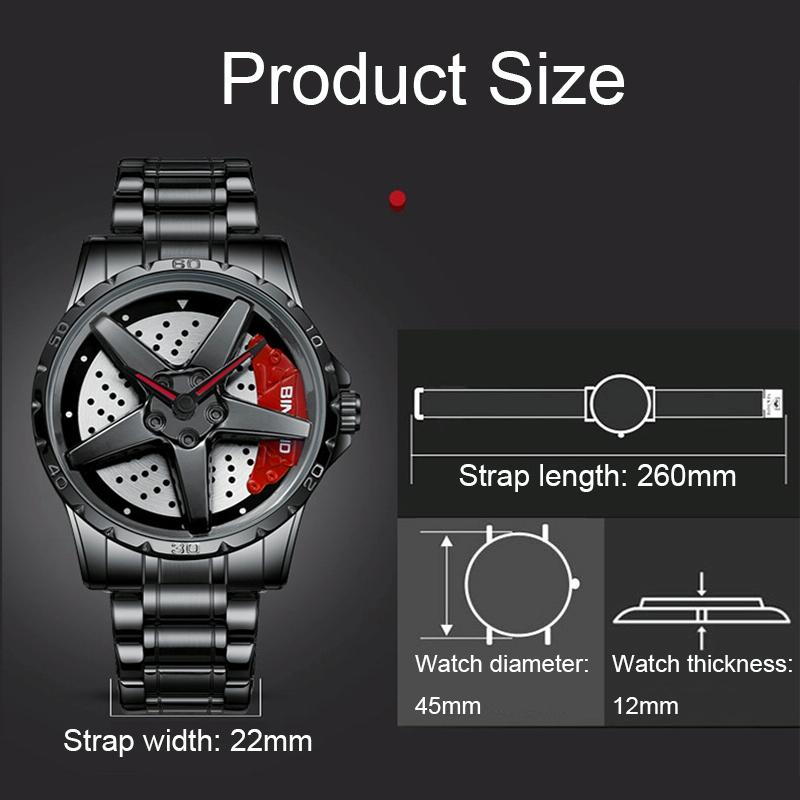 Waterproof Multifunctional Men Watch with Durable Dial - Black Steel-Red 4