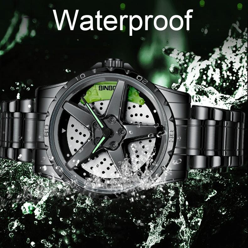 Waterproof Multifunctional Men Watch with Durable Dial - Black Steel-Red 6
