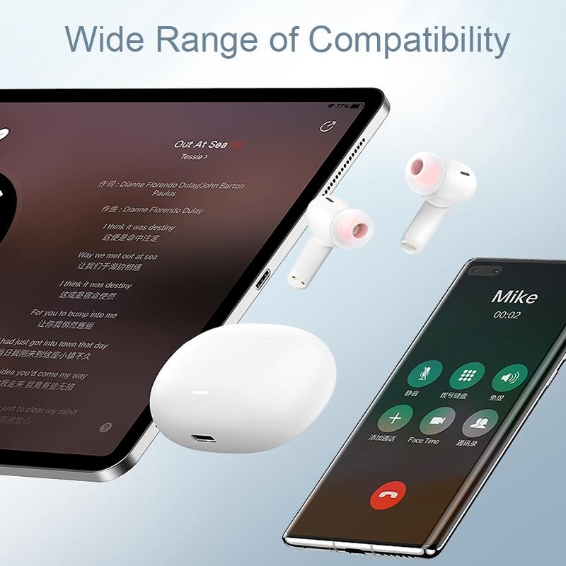 White Dual Noise Canceling Bluetooth Headphones with Anc & Enc Call 4