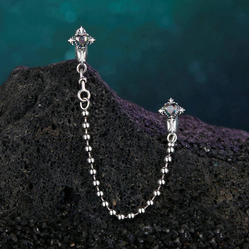 925 Sterling Silver Cross Safety Chain Bracelet 3