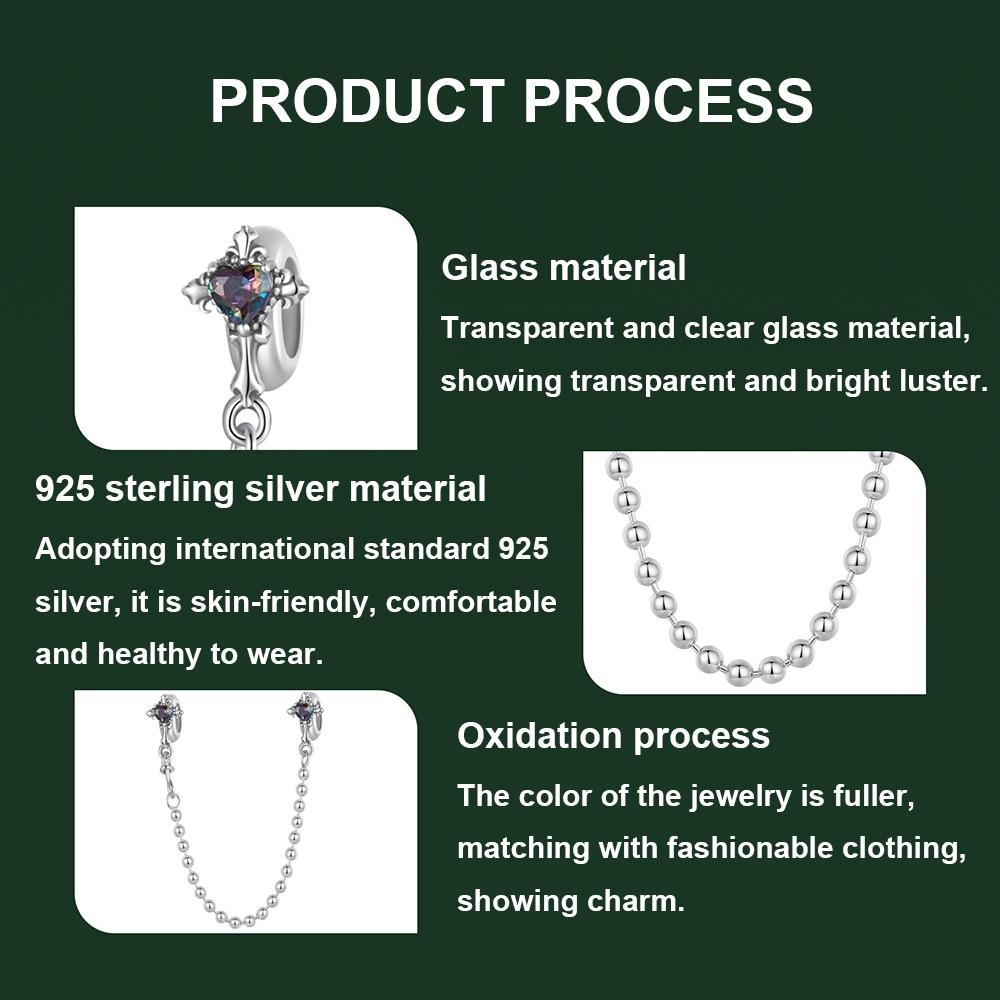 925 Sterling Silver Cross Safety Chain Bracelet 4