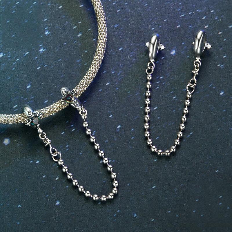 925 Sterling Silver Cross Safety Chain Bracelet 5