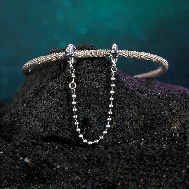 925 Sterling Silver Cross Safety Chain Bracelet 6