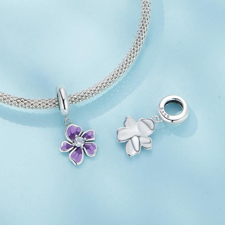 925 Sterling Silver Flower Pendant For Diy Bracelets & Purple Beads 5