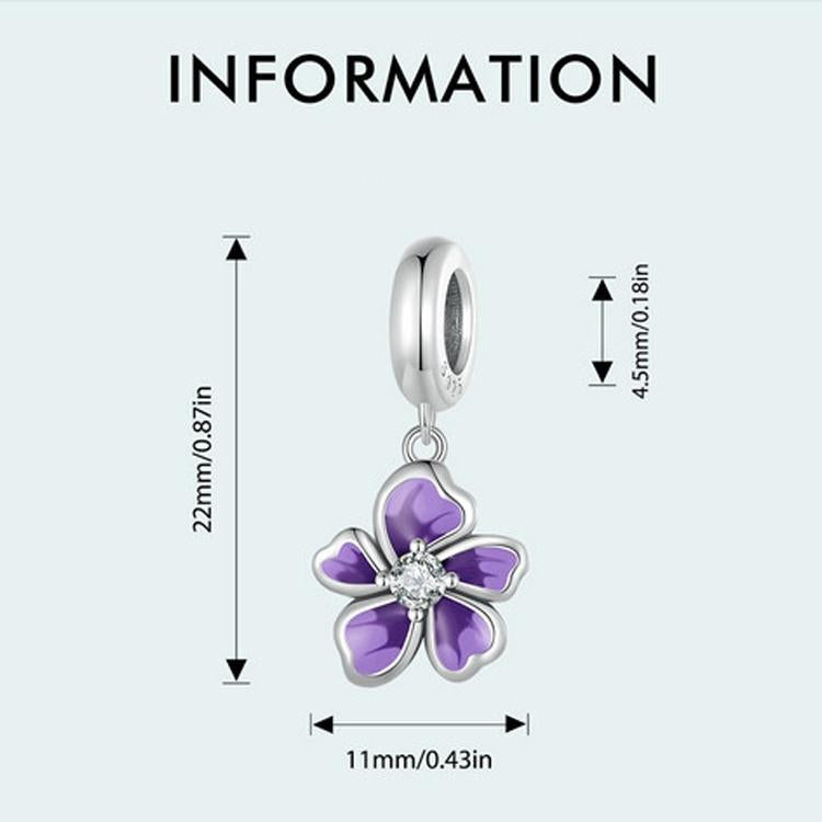 925 Sterling Silver Flower Pendant For Diy Bracelets & Purple Beads 6
