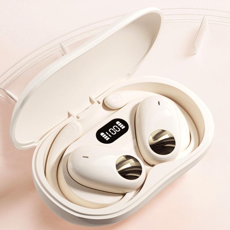 Wireless Dual-mic Bluetooth Earphones with Noise Reduction and Led Display - Black 5