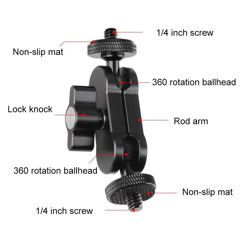 360 Pivot Magic Arm With Ball Head Bracket - Black 3