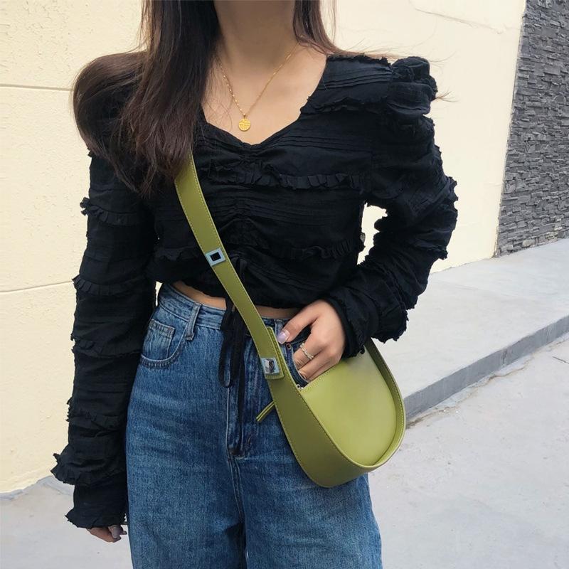 Vintage Semi Circular Underarm Bag White 8