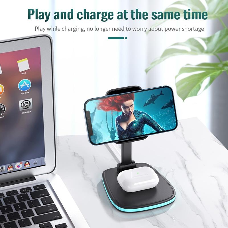 15W Multifunctional Desktop Wireless Charger - Black 9