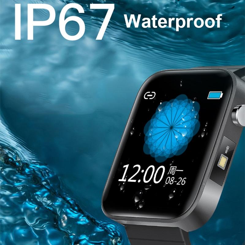 1.54 Inch Body Temperature Monitoring Smart Watch With Flashlight Function Black 5