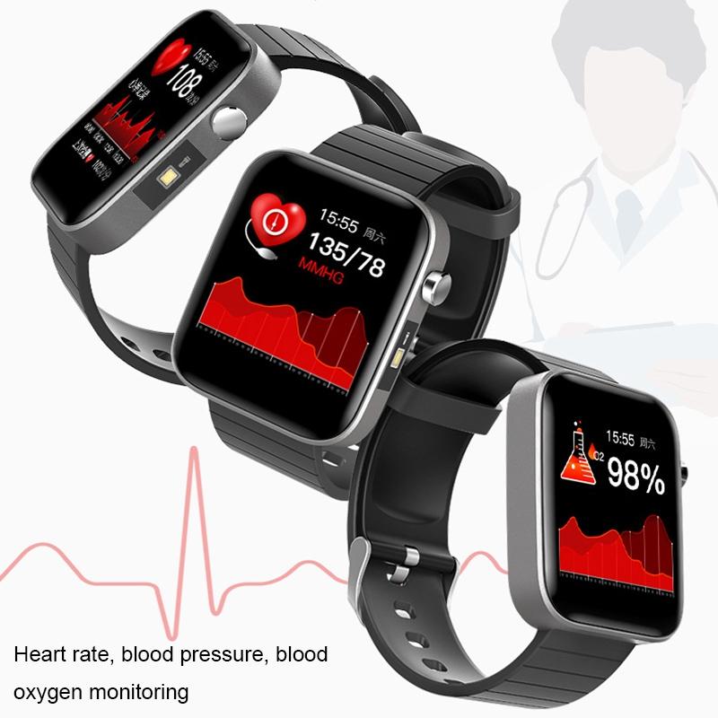 1.54 Inch Body Temperature Monitoring Smart Watch With Flashlight Function Black 6