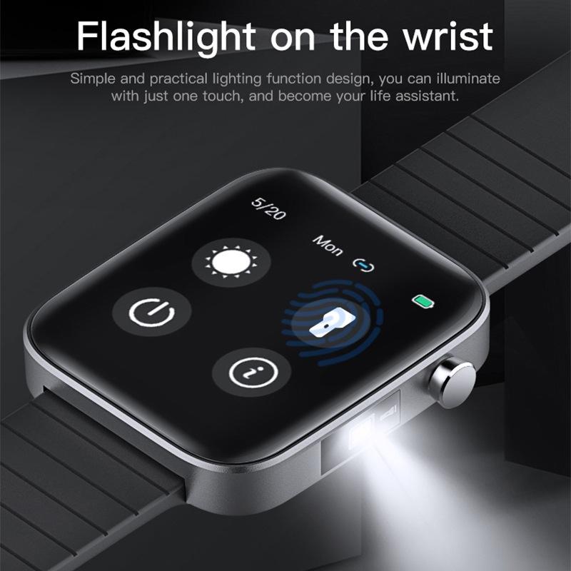 1.54 Inch Body Temperature Monitoring Smart Watch With Flashlight Function Black 7