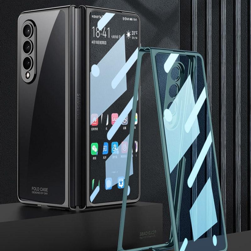 For Samsung Galaxy Z Fold4 5G Full Coverage Electroplated Glass Case - Transparent 4