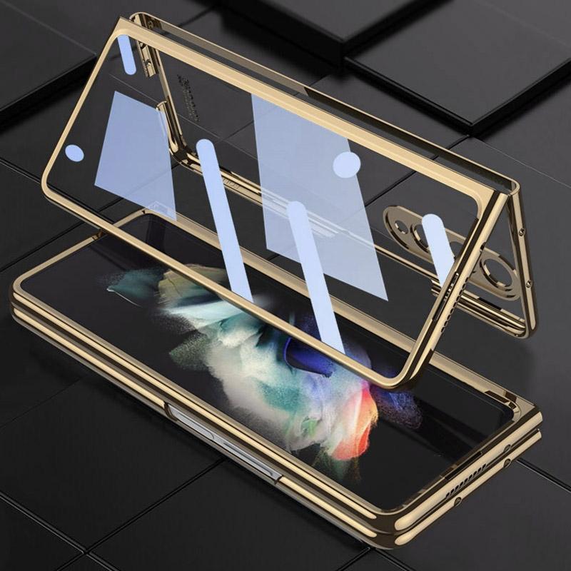 For Samsung Galaxy Z Fold4 5G Full Coverage Electroplated Glass Case - Transparent 5