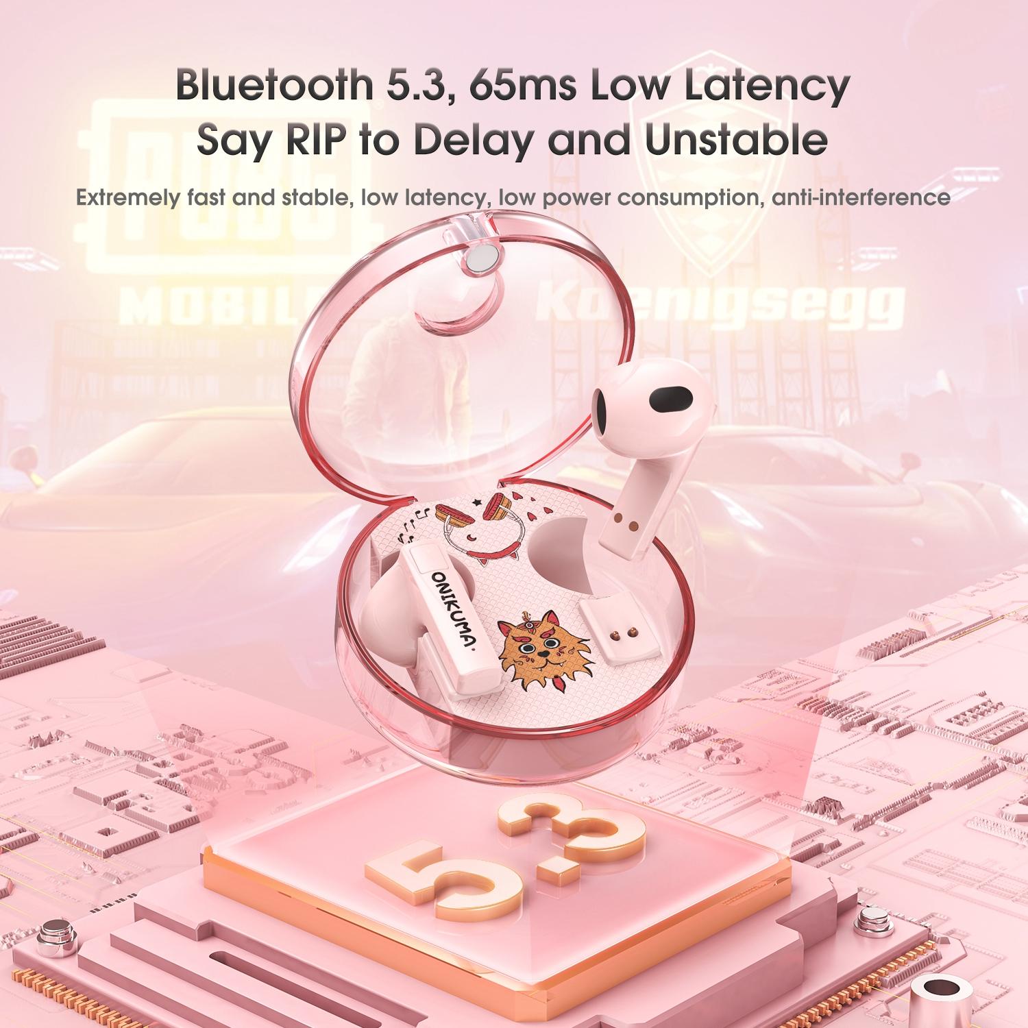 Wireless Cartoon Bluetooth Earphones - Transparent Design - Pink 5