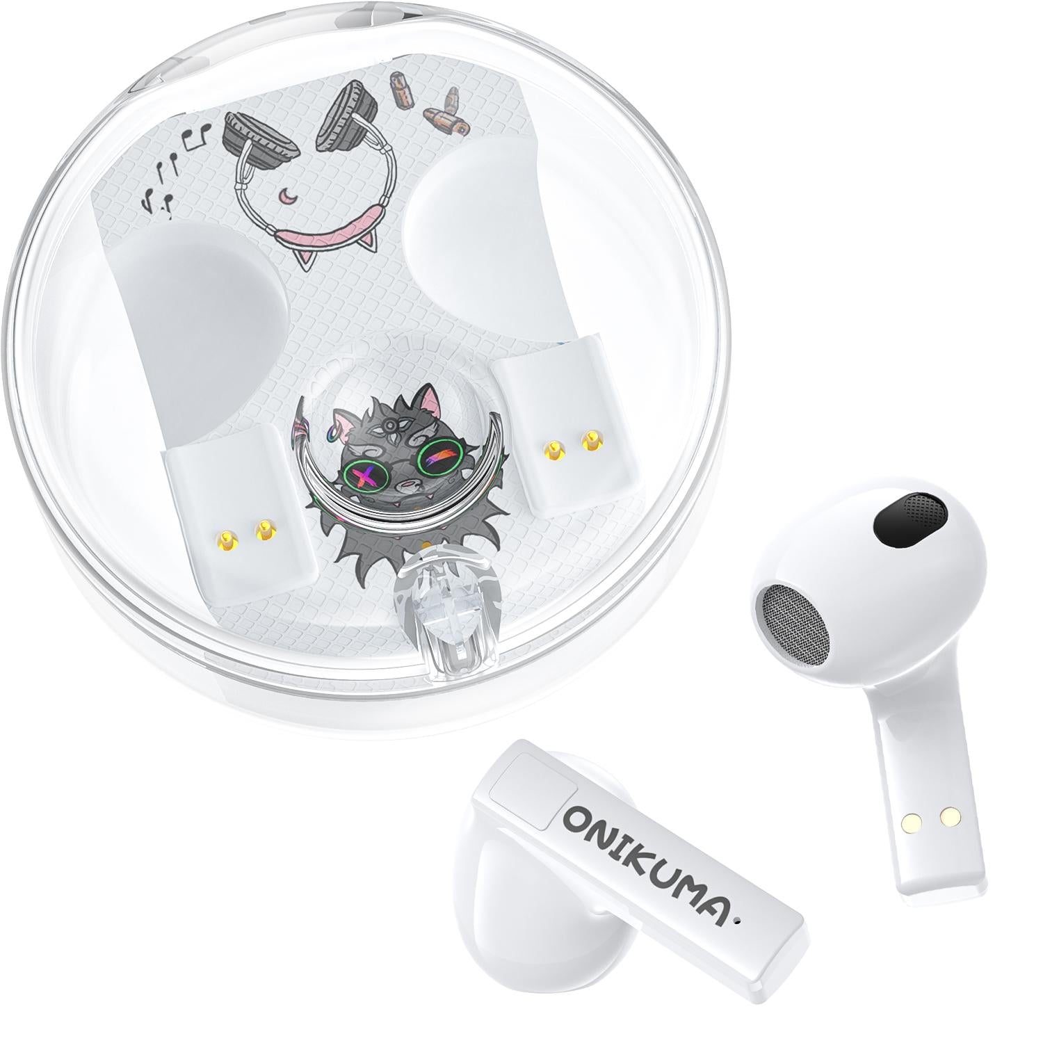 Wireless Cartoon Bluetooth Earphones - Transparent Design - Pink 10