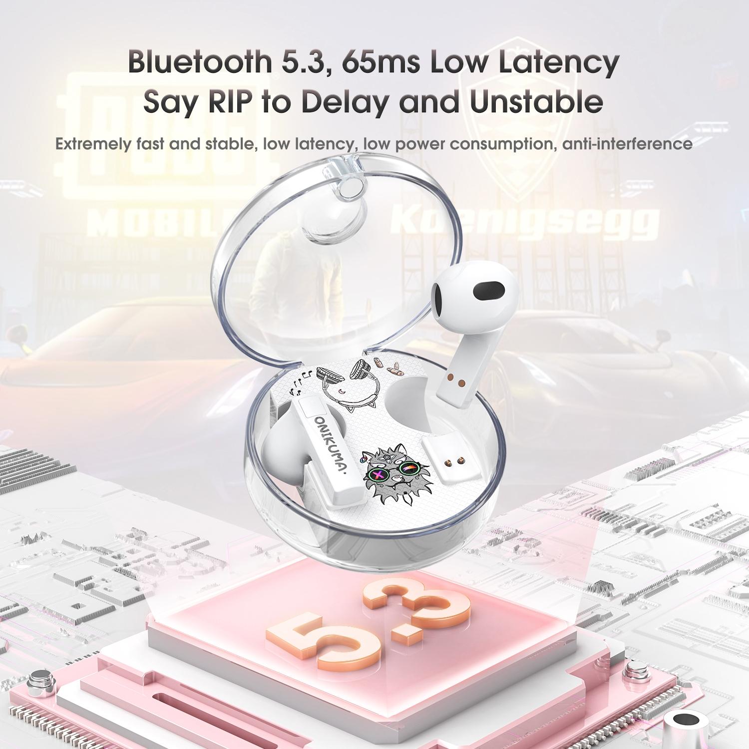 Wireless Cartoon Bluetooth Earphones - Transparent Design - Pink 13