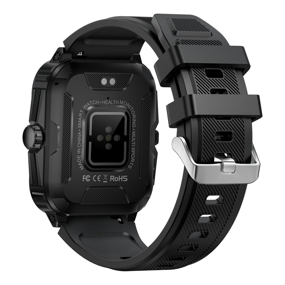 1.96 Inch Hd Square Screen Rugged Smart Watch Supports Bluetooth Calls / Sleep Monitoring / Blood Oxygen Monitoring - Black + Silver 3
