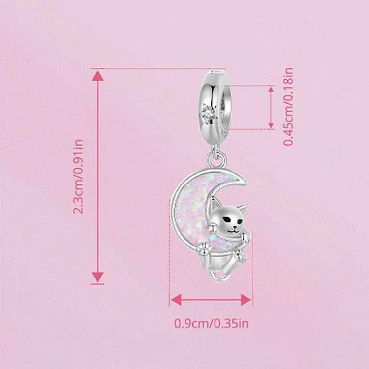 925 Sterling Silver Fantasy Moon Cat Pendant Plated 4