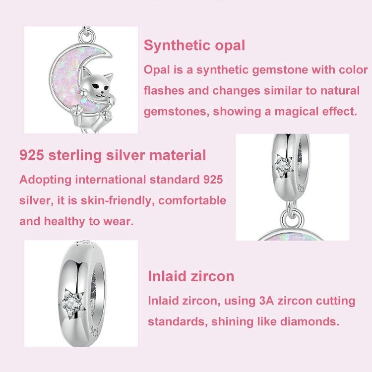 925 Sterling Silver Fantasy Moon Cat Pendant Plated 5