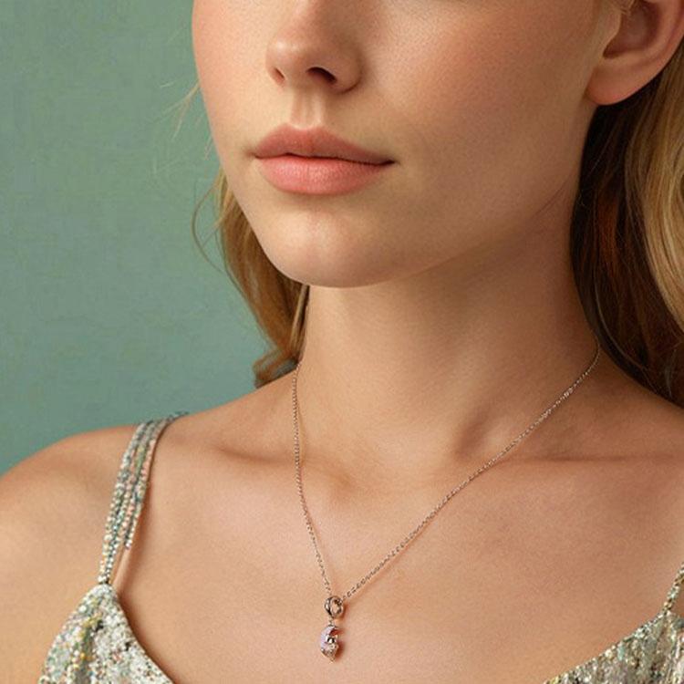 925 Sterling Silver Fantasy Moon Cat Pendant Plated 9
