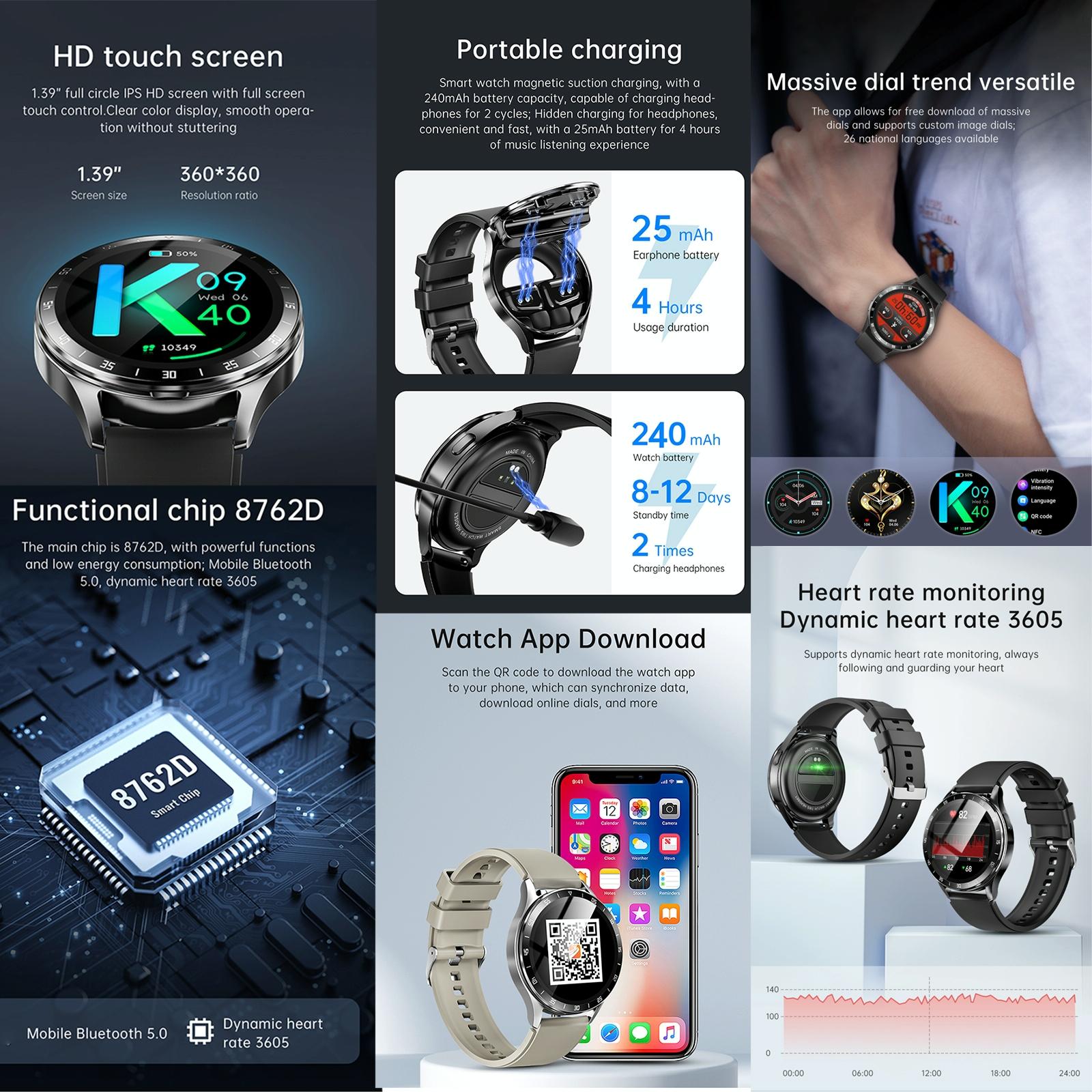 1.39 Inch Waterproof Bracelet Support Bluetooth Call / Nfc / Heart Rate - Black 12
