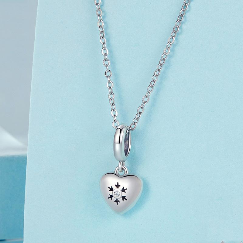 925 Sterling Silver Oxidized Snowflake Heart Diy Beads 5
