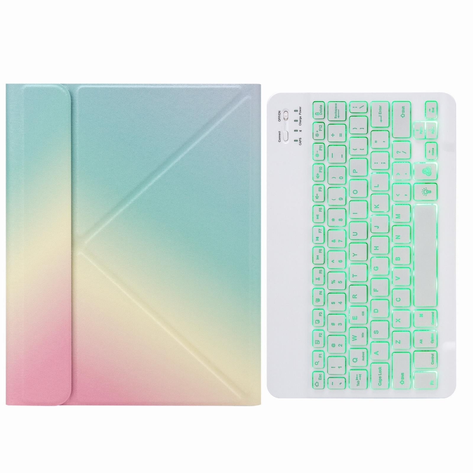 Bluetooth Keyboard Leather Case For Ipad 10.2 / 10.5 With Monochrome Backlight & Three-Fold Holder - Rainbow 8