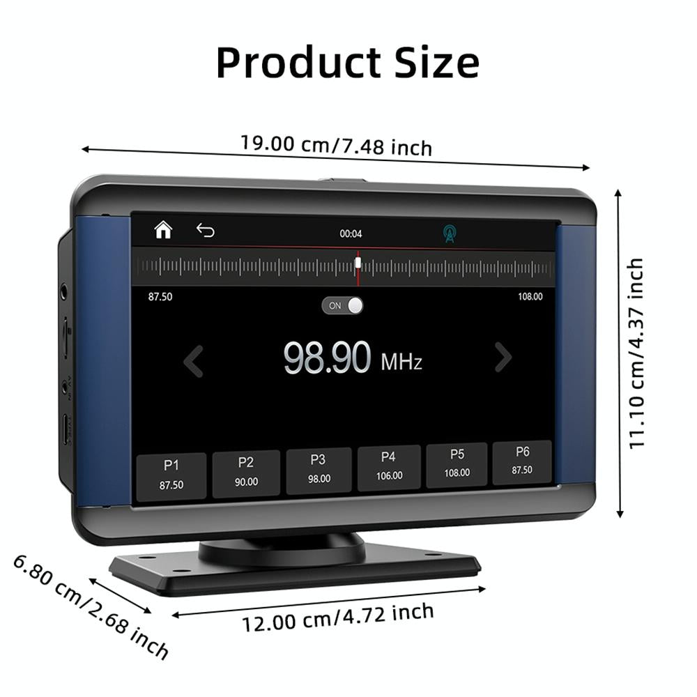 7 Inch Car Mp5 Player With Built-In Driving Recorder - Carplay / Android Auto Black 3