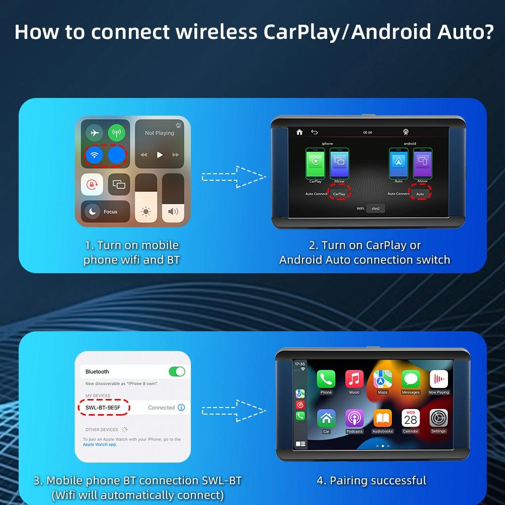 7 Inch Car Mp5 Player With Built-In Driving Recorder - Carplay / Android Auto Black 10
