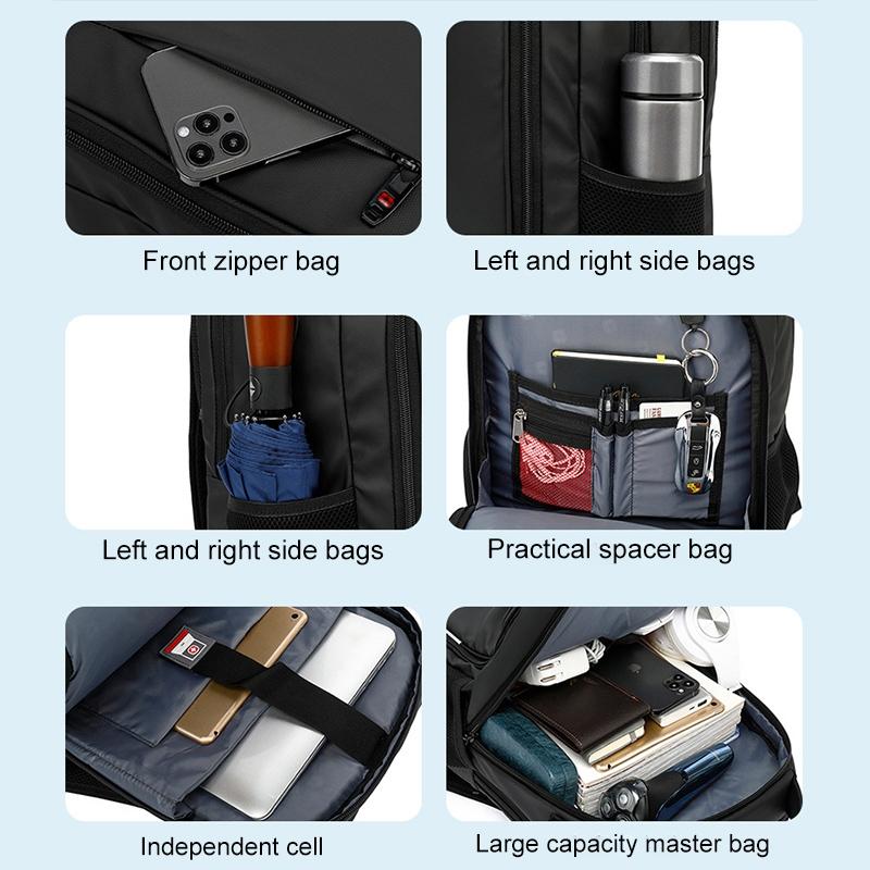 Waterproof Double Shoulder Backpack With Usb Black - 17 Inch 7