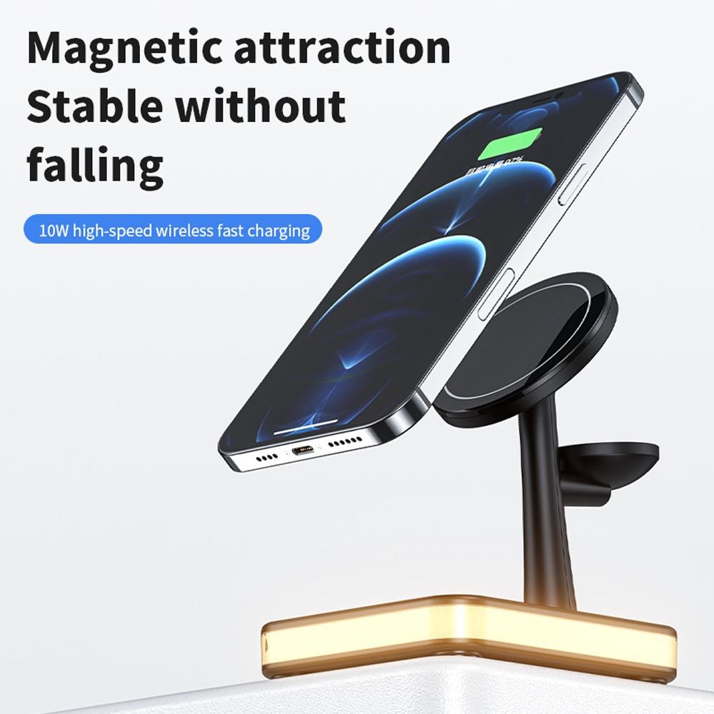 4 In 1 Magnetic Wireless Charger For Iphone / Iwatch / Airpods & More - Black 3
