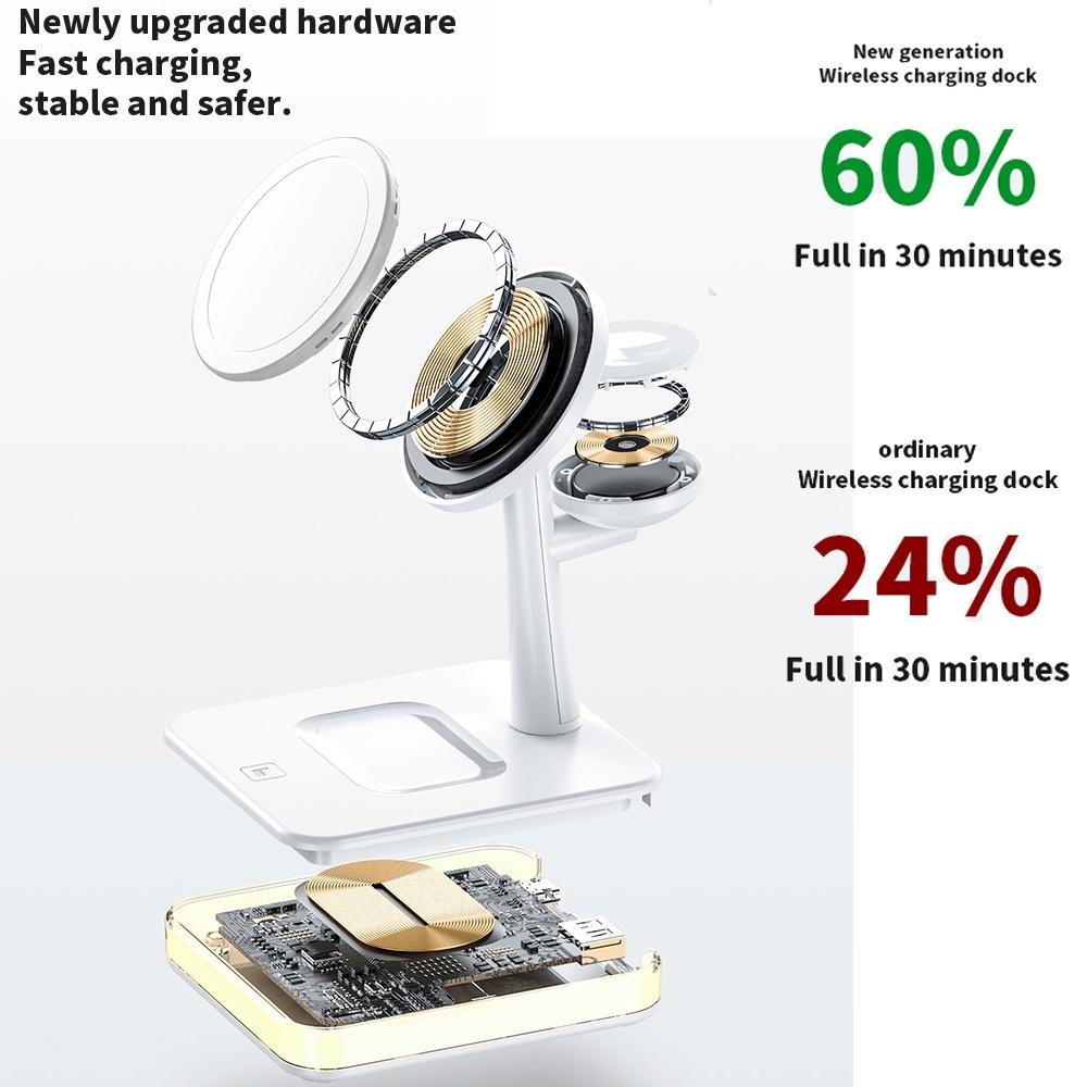 4 In 1 Magnetic Wireless Charger For Iphone / Iwatch / Airpods & More - Black 8