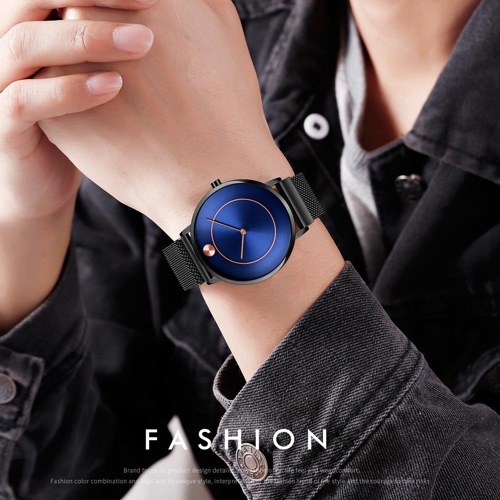 Women Metal Mesh Quartz Watch with Non-scale Dial - Rose Gold White Surface 7