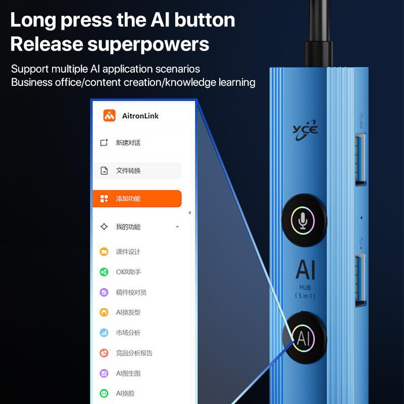 5-In-1 Usb3.0 / Type-C Hub Adapter Dock Blue 7