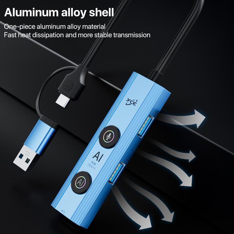 5-In-1 Usb3.0 / Type-C Hub Adapter Dock Blue 10