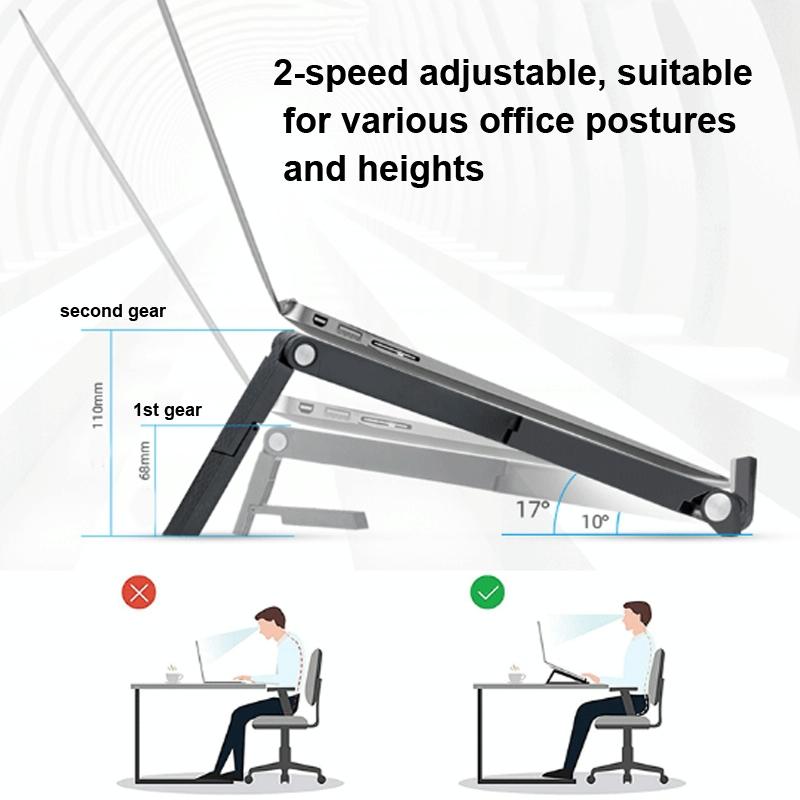 Foldable Non-slip Laptop Stand - Plastic Silicone - Black 5