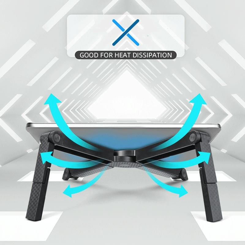 Foldable Non-slip Laptop Stand - Plastic Silicone - Black 6